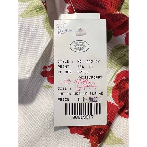 VINTAGE Laura Ashley NWT Poppy Alba Rose Waffle Sleeveless Dress Sundress 10 - Picture 8 of 10